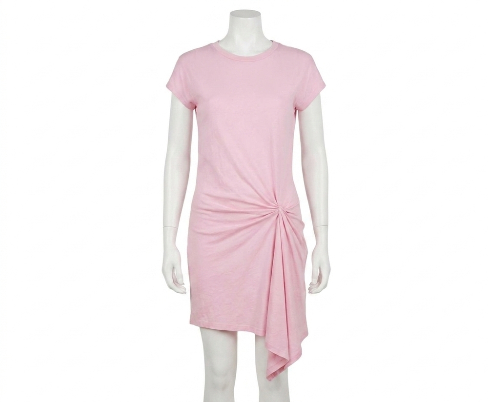 NEW MONROW women's tucked front tee shirt dress in dusty pink
